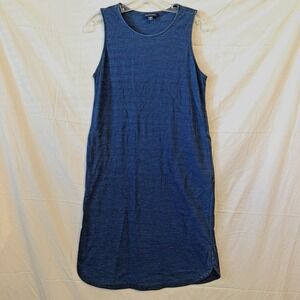 Pure Jill Shift Shirttail Midi River Wash Dress Indigo XS Blue Pocket Sleeveless